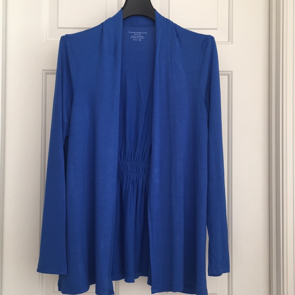 Charter Club Cardigan Petite Medium Blue Long Sleeves Back Cinched - Picture 2 of 9